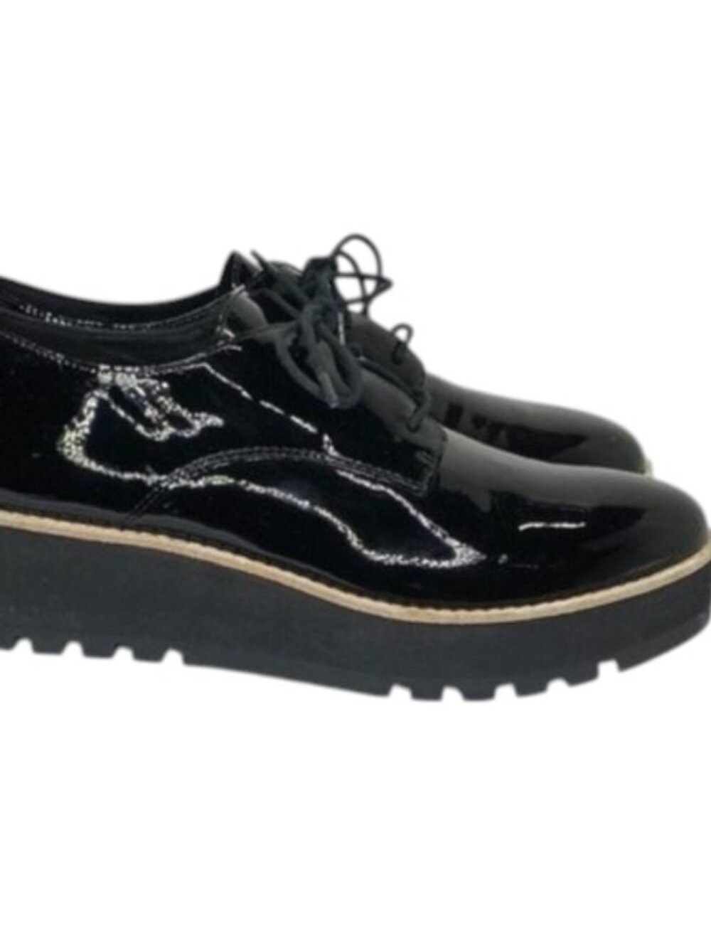 NEW EILEEN FISHER Women’s Eddy Oxford Shoes Size 6 Patent Leather Platform